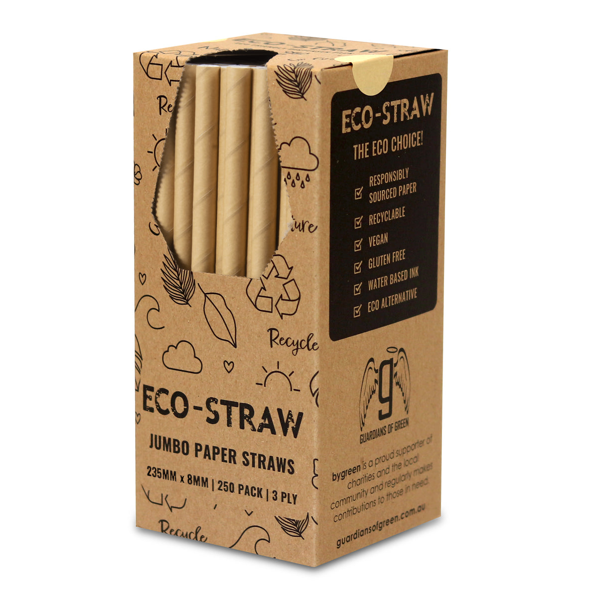 ECO STRAWS - JUMBO - PAPER STRAW - 3 PLY - KRAFT