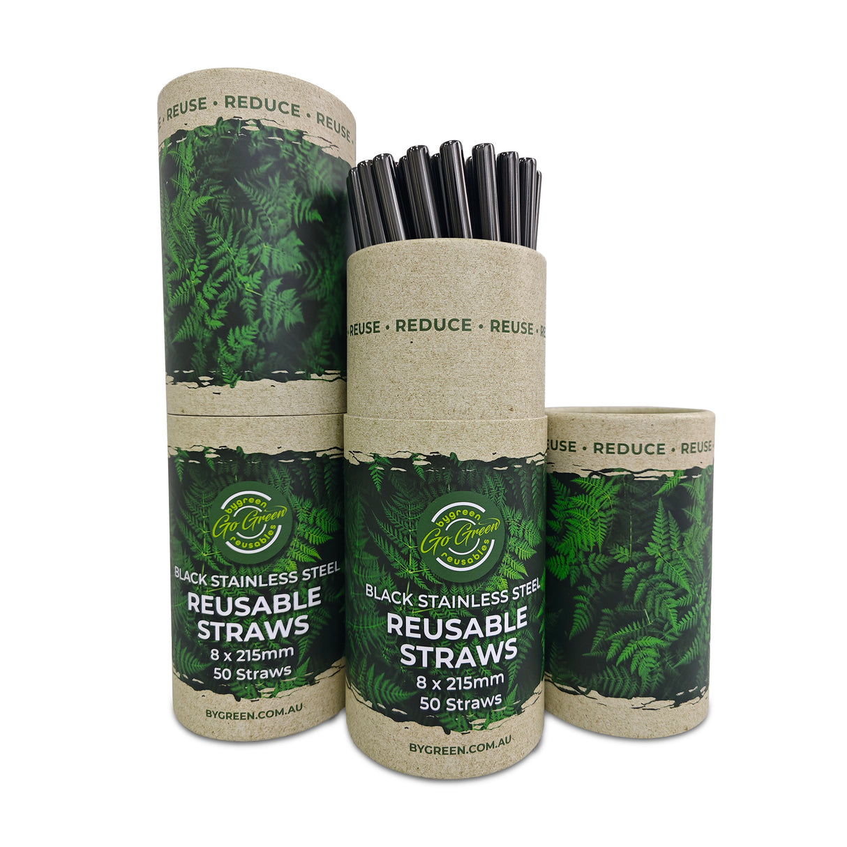 GO GREEN - REUSABLE STAINLESS STEEL STRAW - BLACK