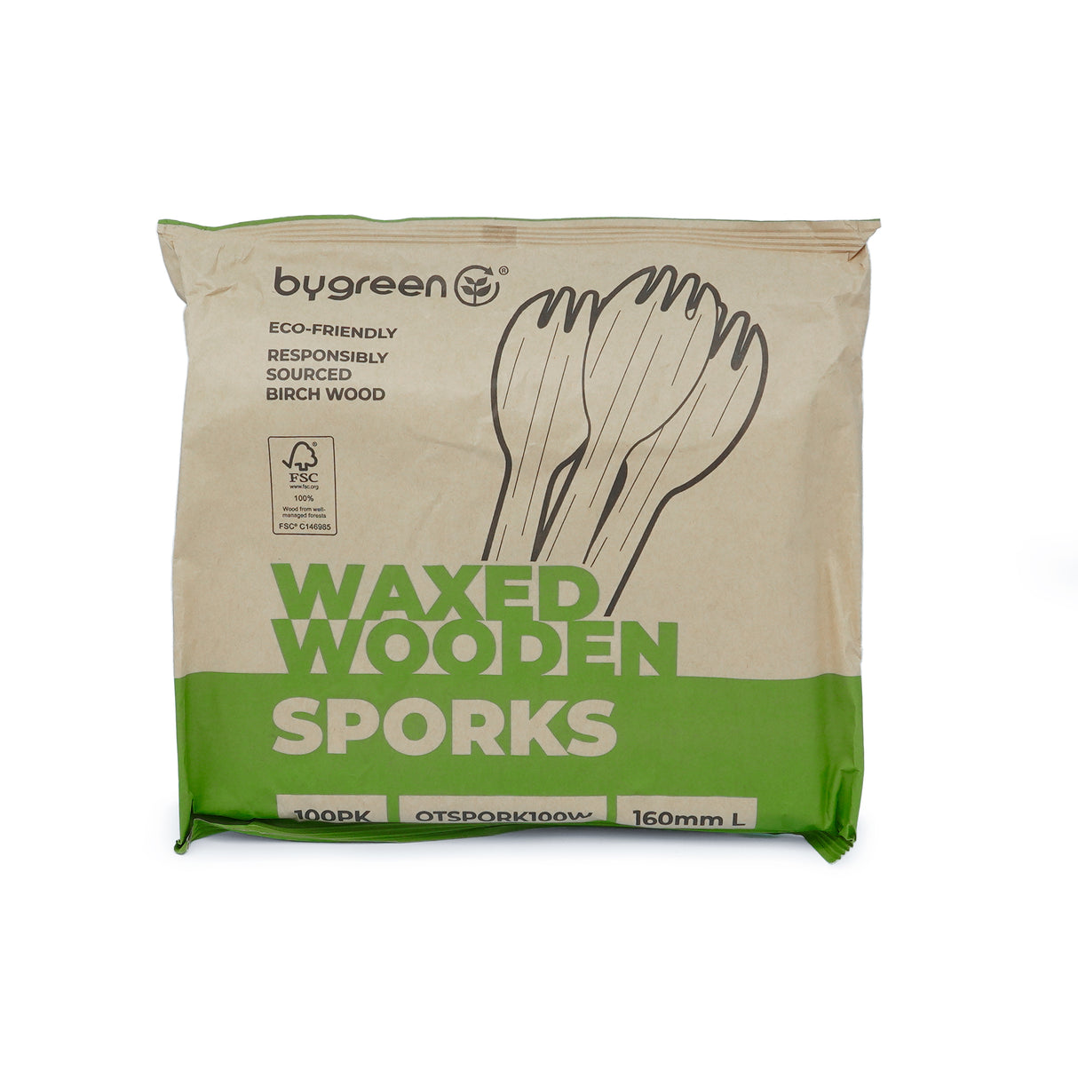 ONE TREE - WOODEN SPORK - WAXED - BULK BOX