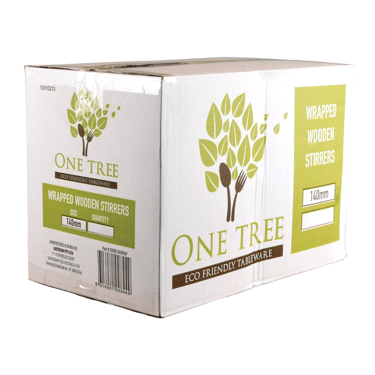 ONE TREE - WRAPPED WOODEN COFFEE STIRRER - 6MM X 140MM