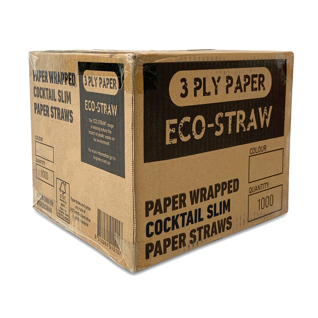 ECO STRAWS - COCKTAIL SLIM PAPER WRAPPED - 3 PLY - WHITE (CTN 1000)