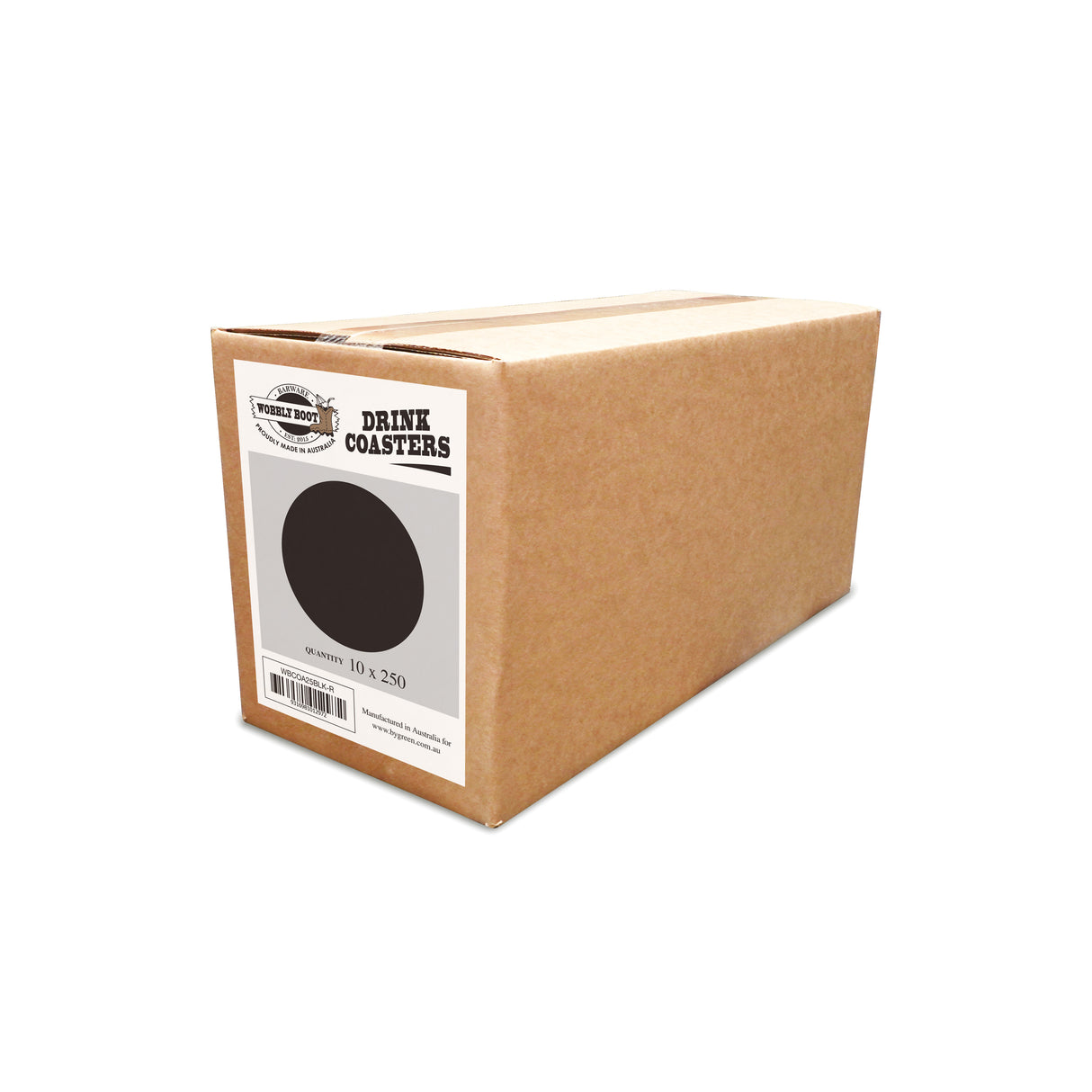 WOBBLY BOOT - DRINK COASTER - BLACK ROUND