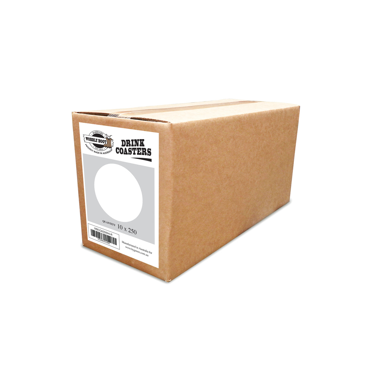 WOBBLY BOOT - DRINK COASTER - WHITE ROUND