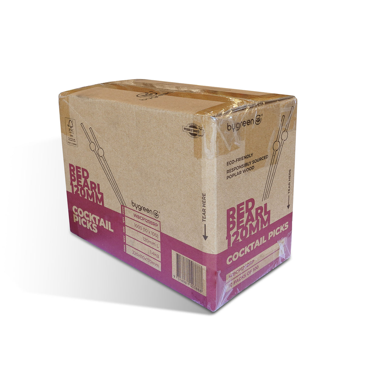 WOBBLY BOOT BAR WARE - COCKTAIL PICKS - BEADED - 120MM - RED PEARL