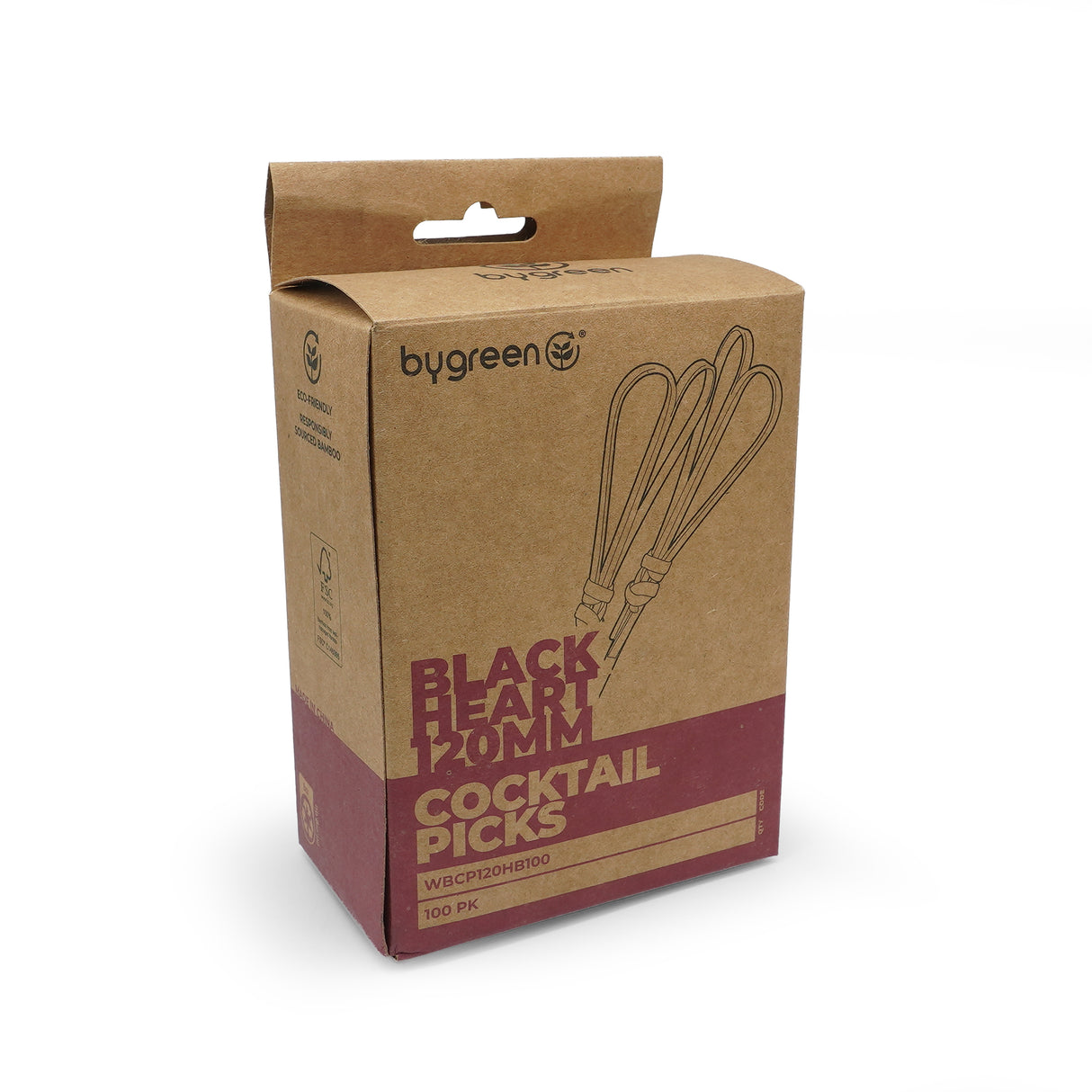 WOBBLY BOOT BARWARE - COCKTAIL PICKS - HEART - 120MM - BLACK