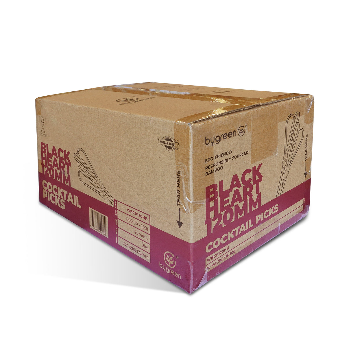 WOBBLY BOOT BARWARE - COCKTAIL PICKS - HEART - 120MM - BLACK