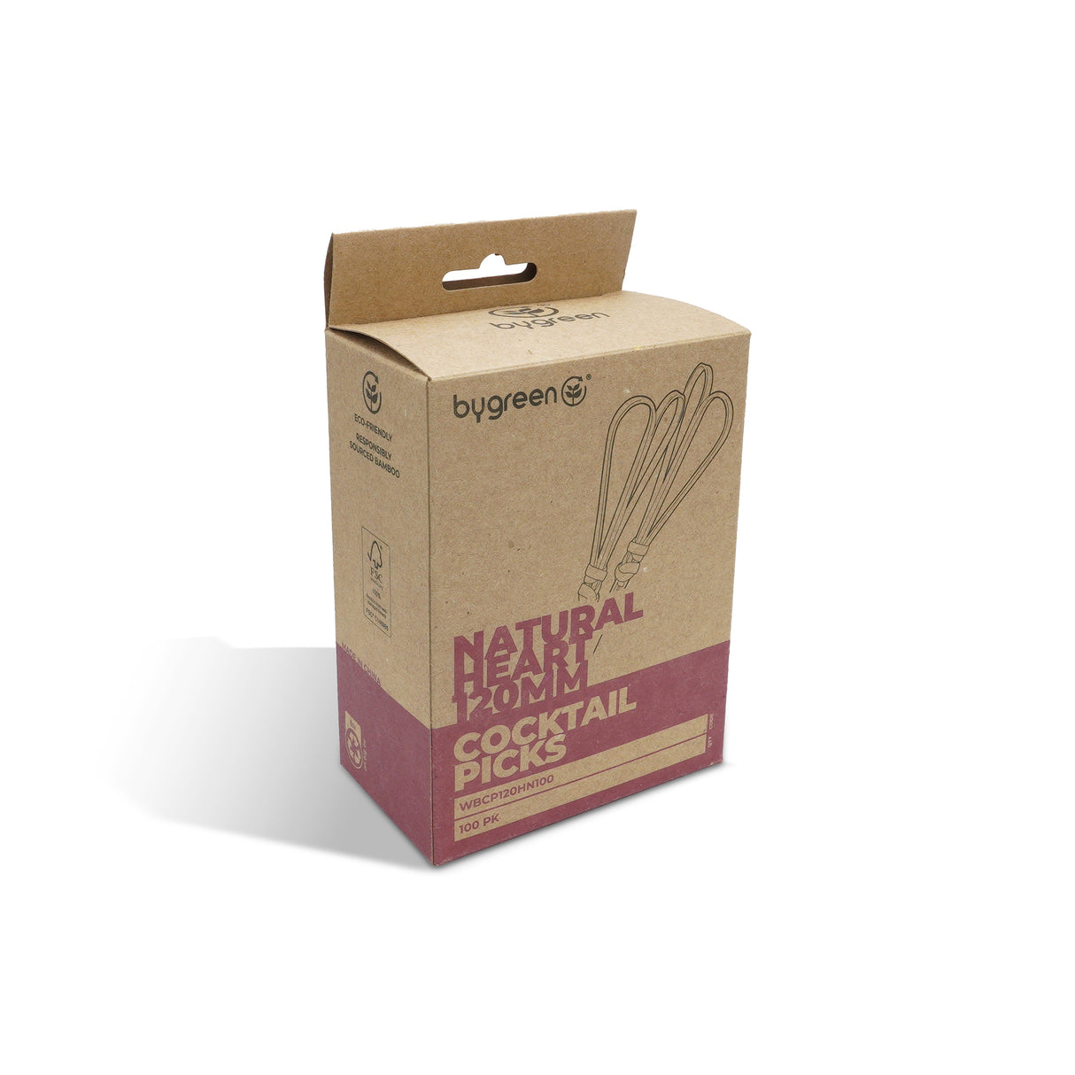 WOBBLY BOOT BARWARE - COCKTAIL PICKS - HEART - 120MM - NATURAL