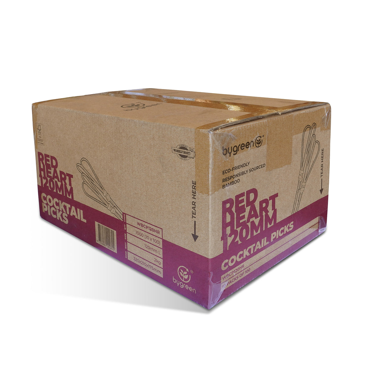 WOBBLY BOOT BARWARE - COCKTAIL PICKS - HEART - 120MM - RED