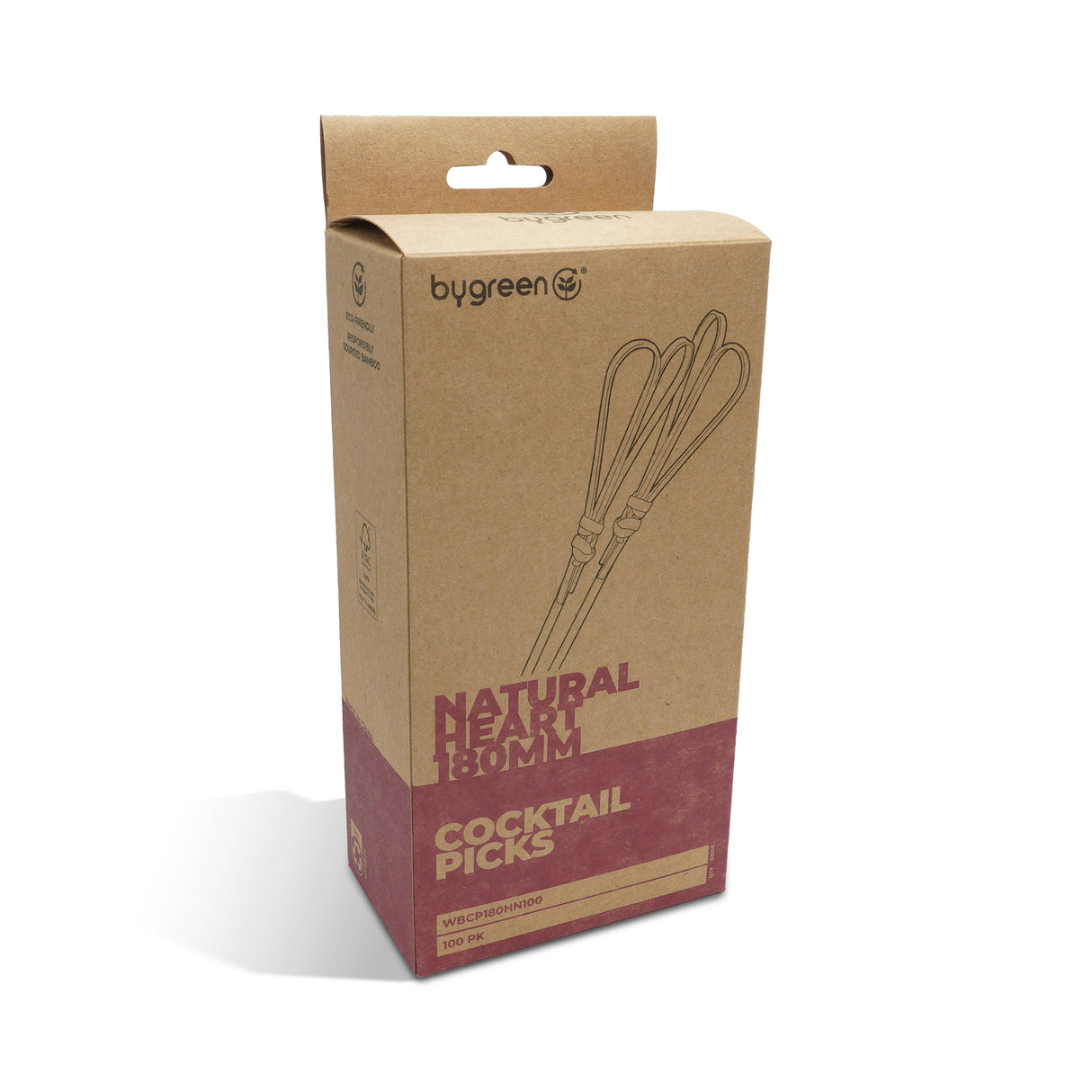 WOBBLY BOOT BARWARE - COCKTAIL PICKS - HEART - 180MM - NATURAL