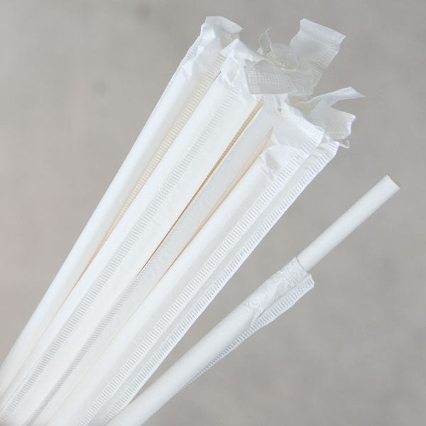 ECO STRAWS - REGULAR WRAPPED - PAPER STRAW - 3 PLY - WHITE