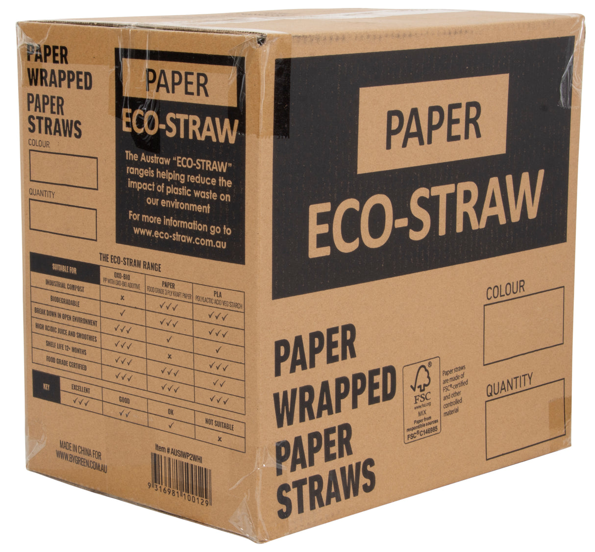 ECO STRAWS - REGULAR WRAPPED - PAPER STRAW - 3 PLY - WHITE