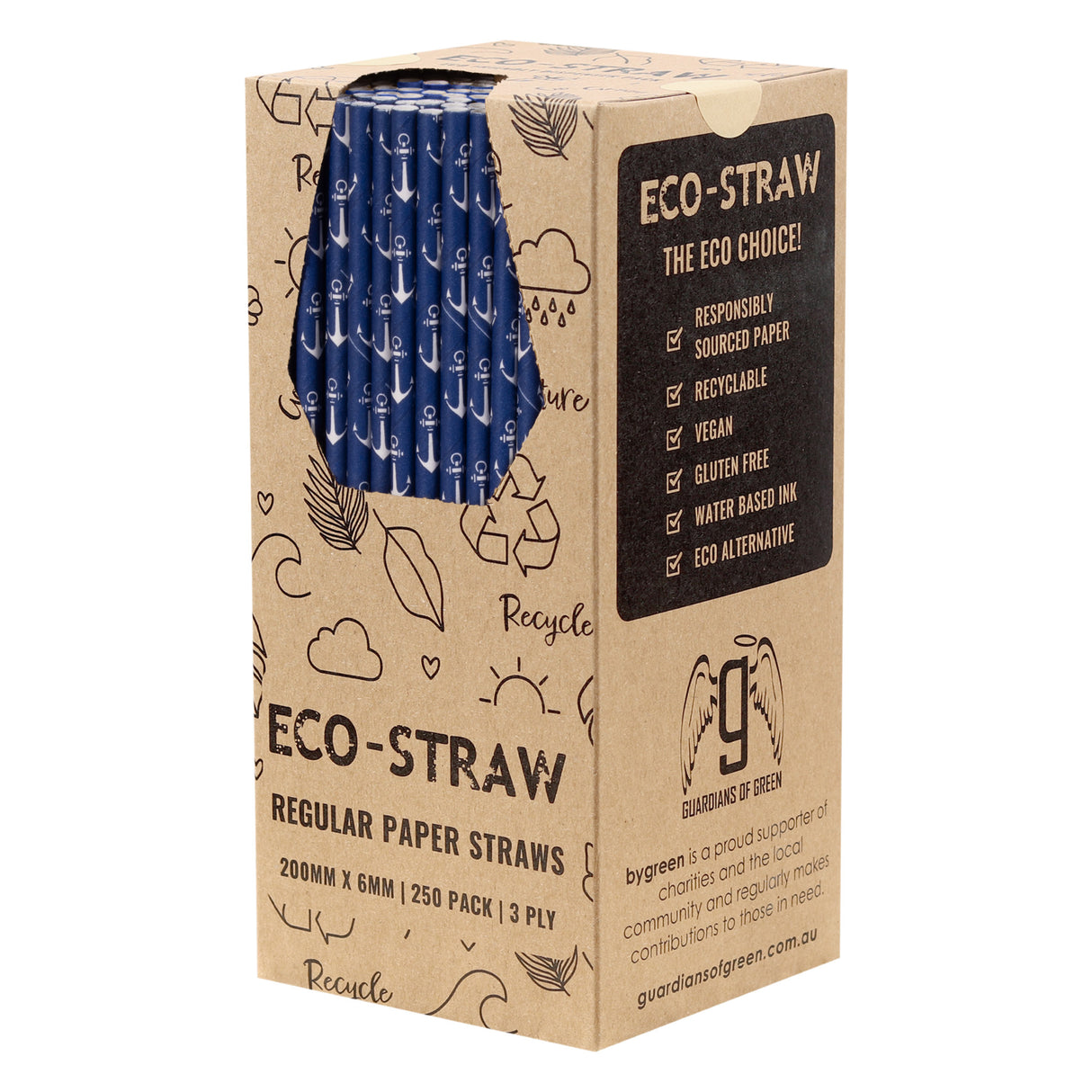 ECO STRAWS - REGULAR - PAPER STRAW - 3 PLY - ANCHOR PRINT