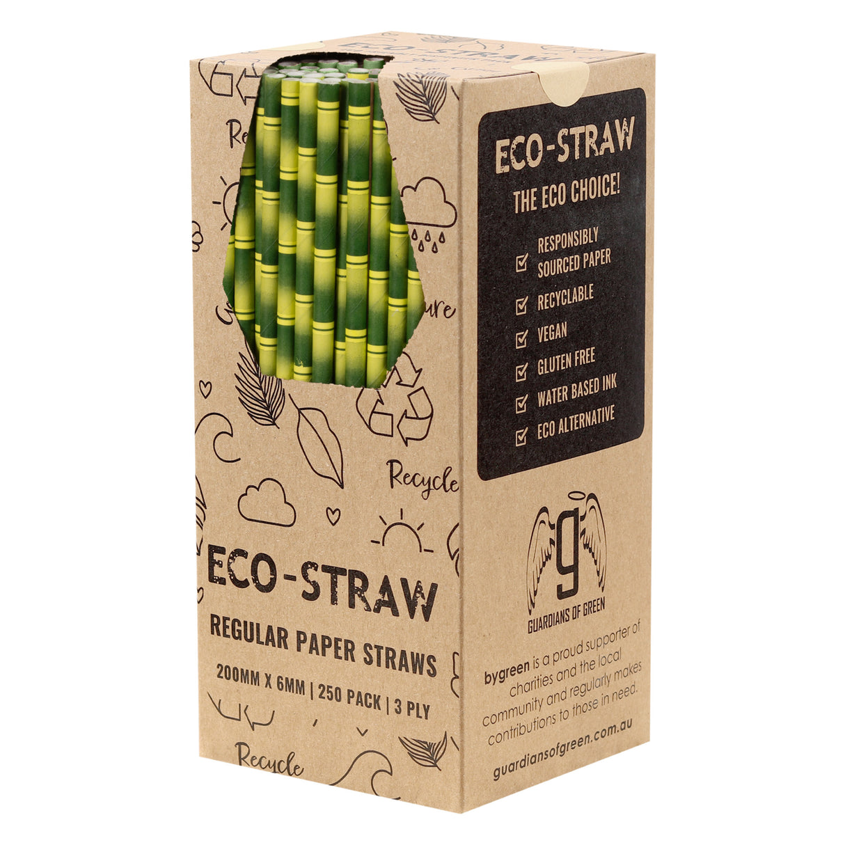 ECO STRAWS - REGULAR - PAPER STRAW - 3 PLY  - BAMBOO