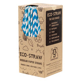 ECO STRAWS - REGULAR - PAPER STRAW - 3 PLY - BLUE STRIPE