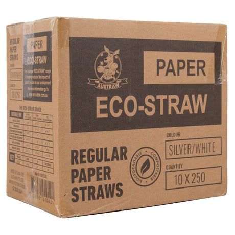 ECO STRAWS - REGULAR - PAPER STRAW - 3 PLY - GOLD STRIPE