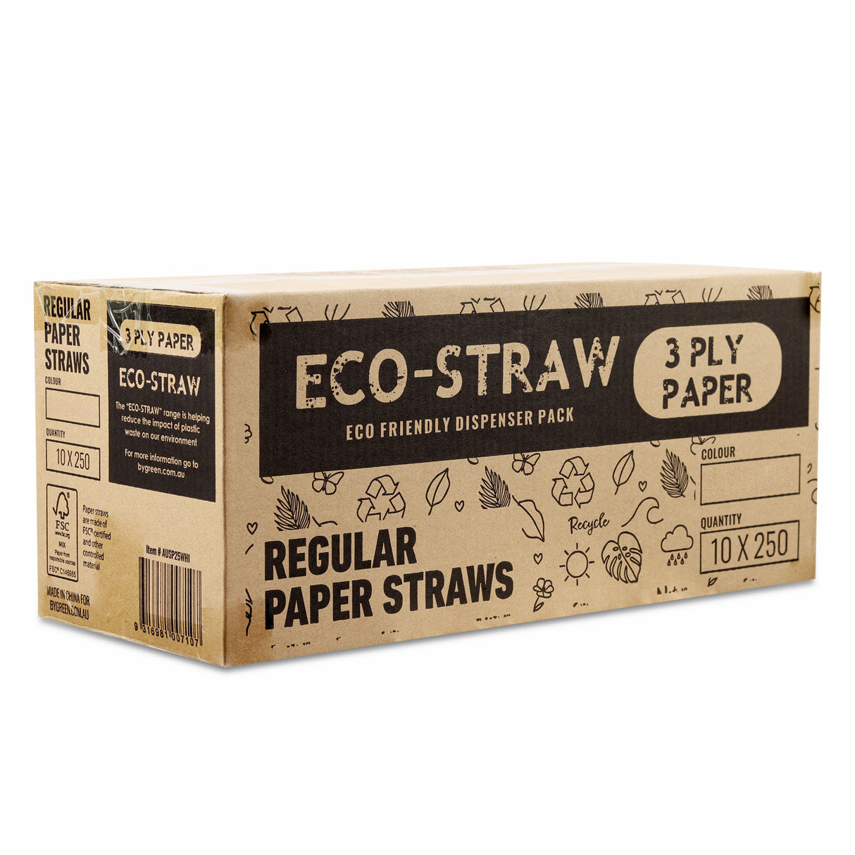 ECO STRAWS - REGULAR - PAPER STRAW - 3 PLY - WHITE