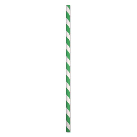 ECO STRAWS - REGULAR - PAPER STRAW - 3 PLY - GREEN STRIPE