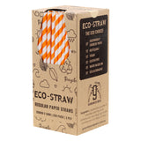 ECO STRAWS - REGULAR - PAPER STRAW - 3 PLY - ORANGE STRIPE