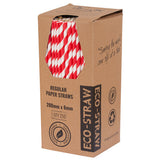 ECO STRAWS - REGULAR - PAPER STRAW - 3 PLY - RED STRIPE