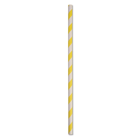 ECO STRAWS - REGULAR - PAPER STRAW - 3 PLY - YELLOW STRIPE