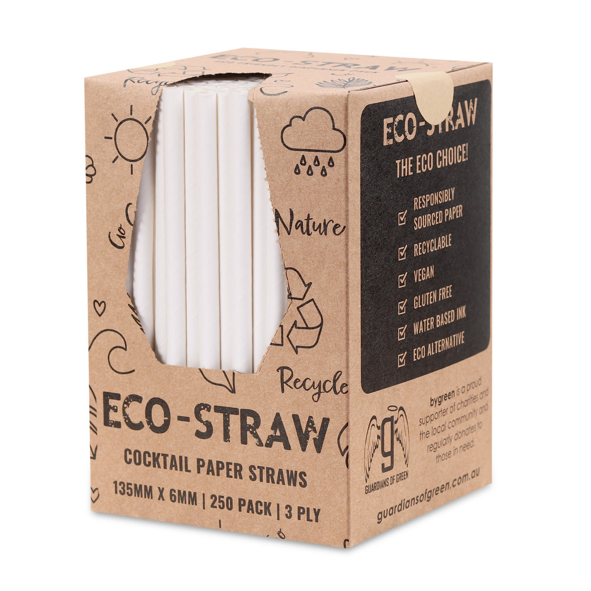 ECO STRAWS - COCKTAIL - PAPER STRAW - 3 PLY - WHITE