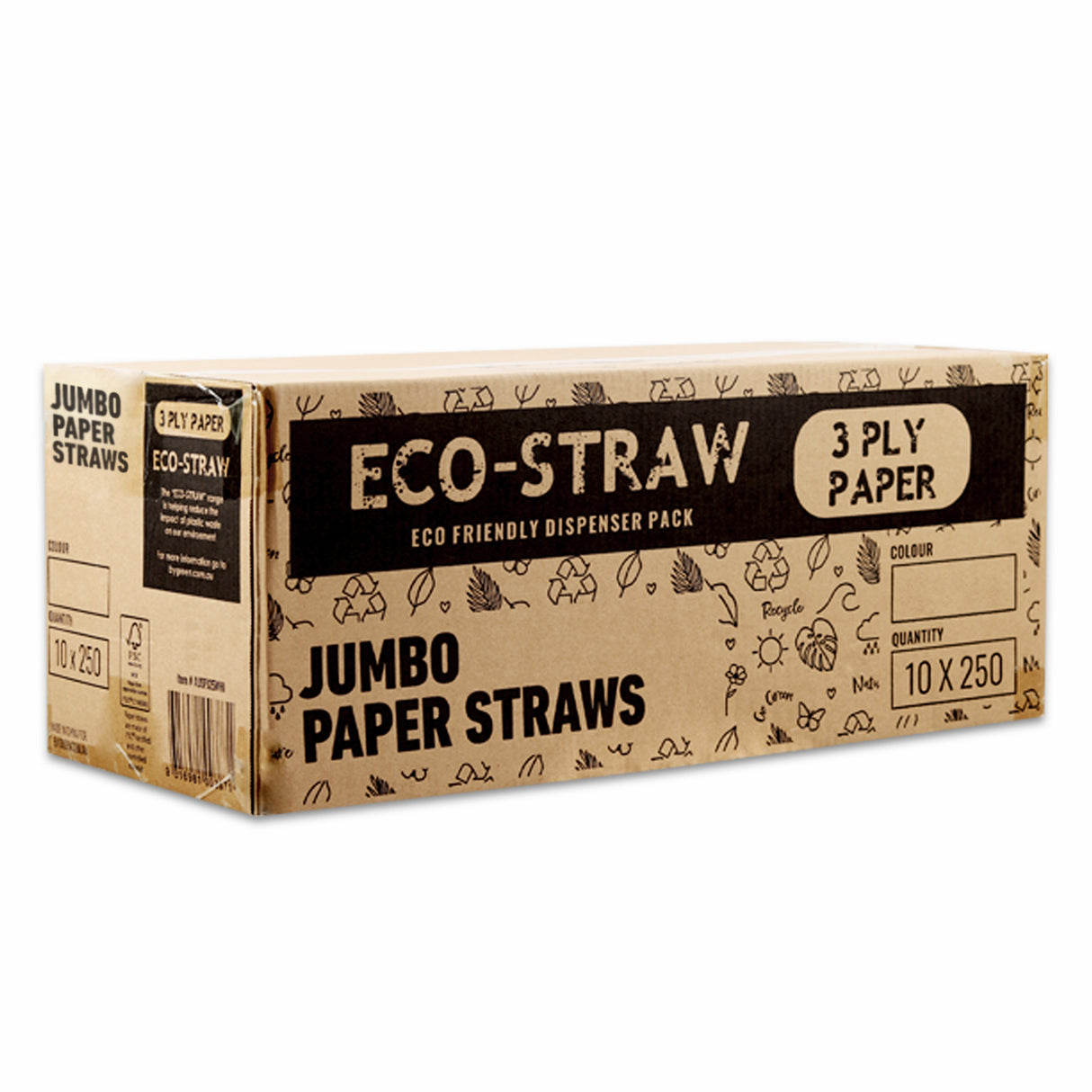 ECO STRAWS- JUMBO - PAPER STRAW - 3 PLY - KRAFT