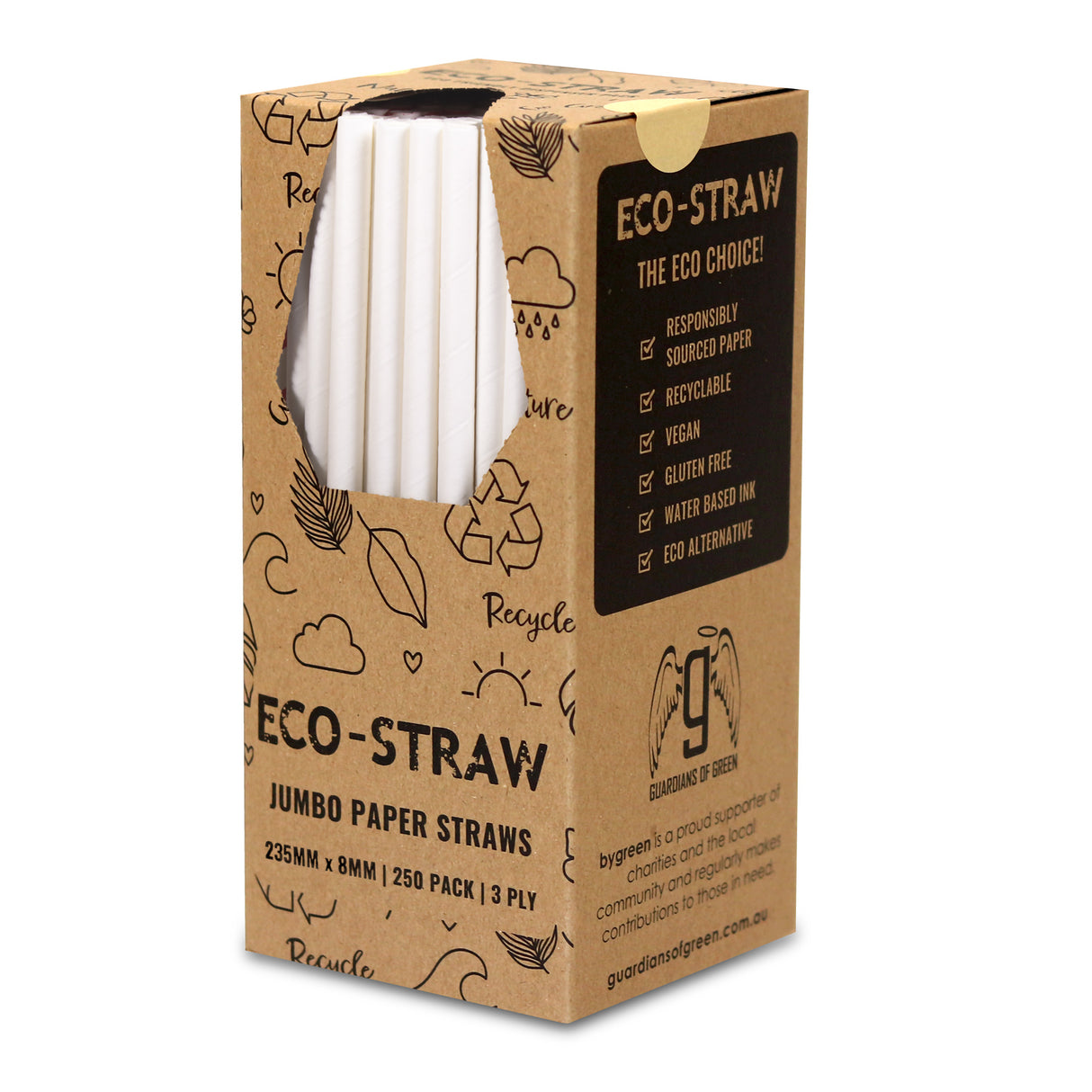 ECO STRAWS - JUMBO - PAPER STRAW - 3 PLY - WHITE