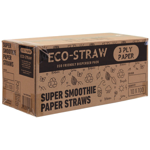 ECO STRAWS - SUPER SMOOTHIE - PAPER STRAW - 3 PLY - WHITE