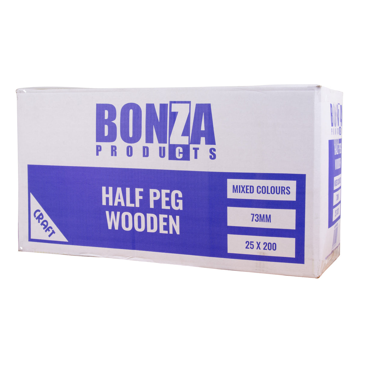 BONZA - WOODEN HALF PEG - MIXED COLOURS - 73MM