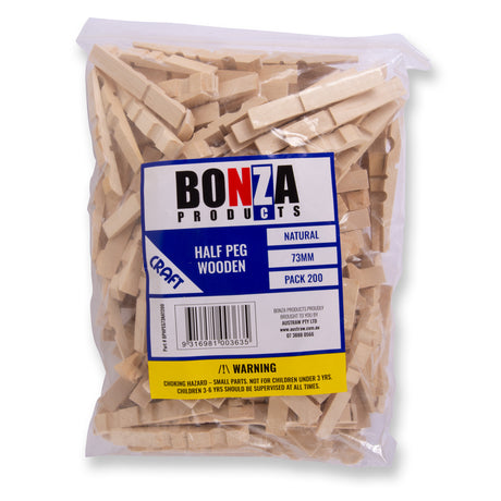 BONZA - WOODEN HALF PEG - NATURAL - 73MM