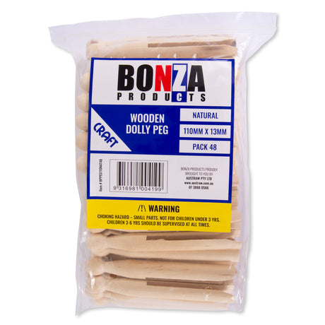 BONZA - WOODEN DOLLY PEG - NATURAL - 110MM X 13MM