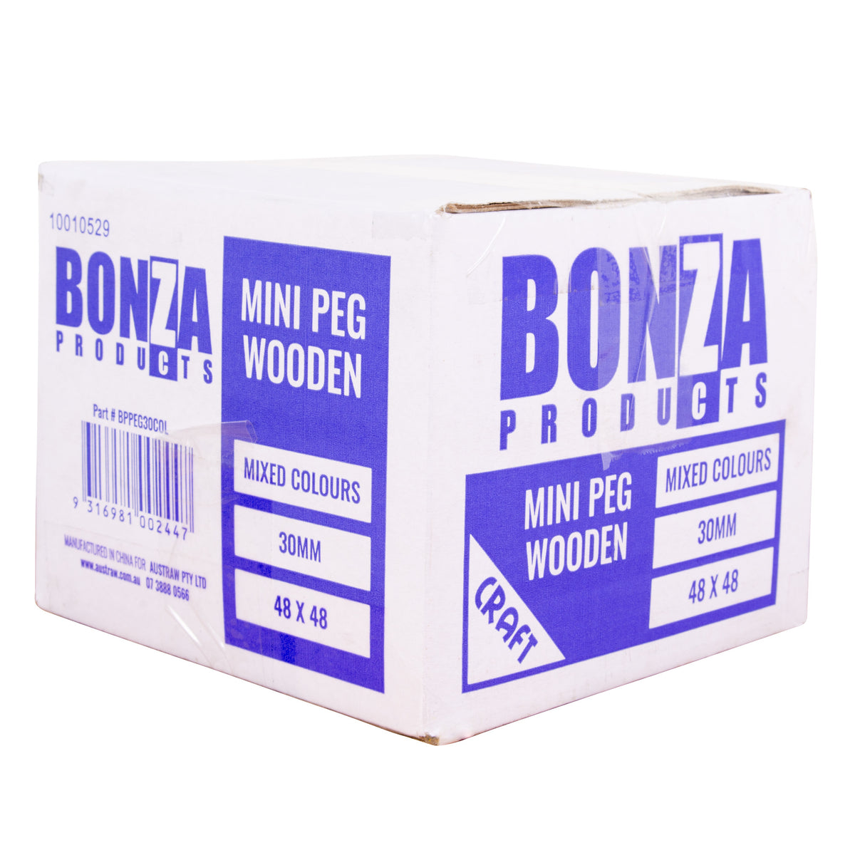 BONZA - WOODEN MINI PEG - MIXED COLOURS - 30MM