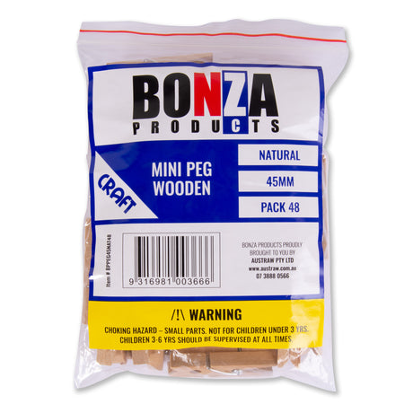 BONZA - WOODEN MINI PEG - NATURAL - 45MM