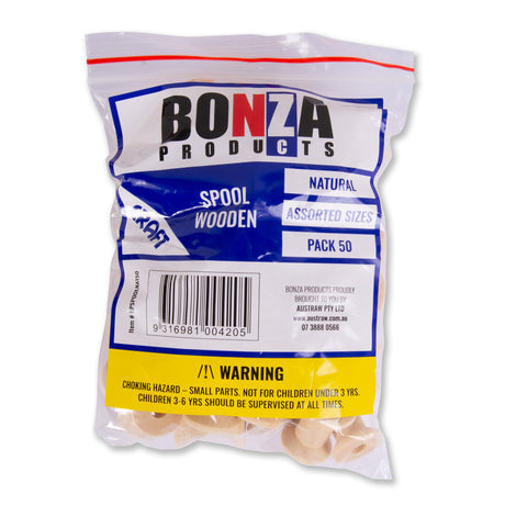 BONZA - WOODEN SPOOL - NATURAL - ASSORTED SIZES