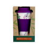 GO GREEN - BAMBOO COFFEE CUP WITH SILICONE LID - ASSORTED DESIGNS - 400ML