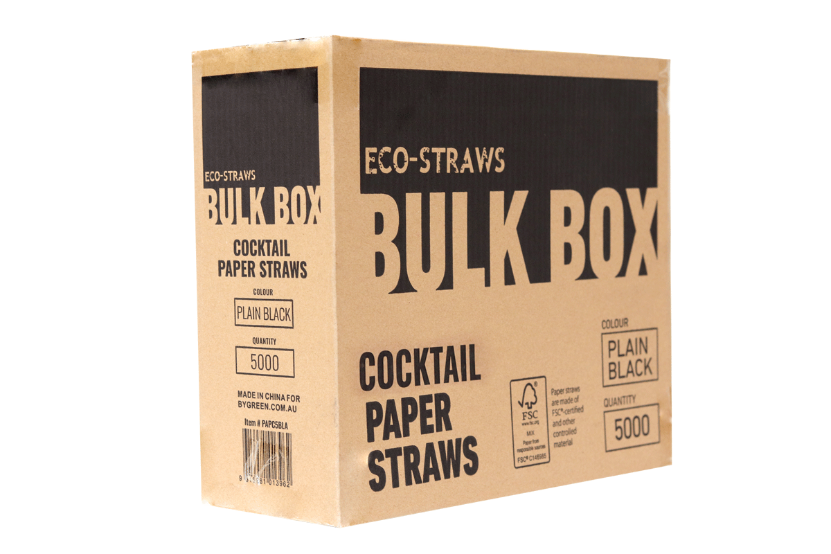 ECO STRAWS - COCKTAIL SLIM - PAPER STRAW - BULK BOX - 3 PLY - BLACK