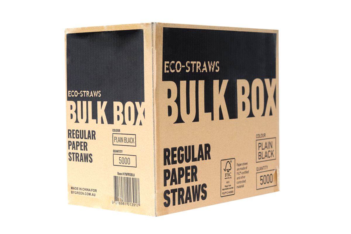 ECO STRAWS - REGULAR SLIM - PAPER STRAW - BULK BOX - 3 PLY - BLACK