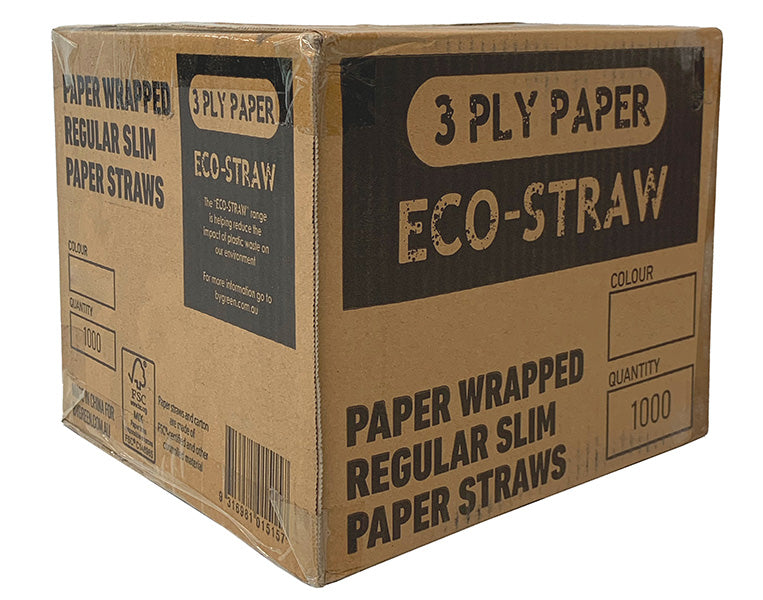 ECO STRAWS - REGULAR SLIM WRAPPED - PAPER STRAW - 3 PLY - BLACK