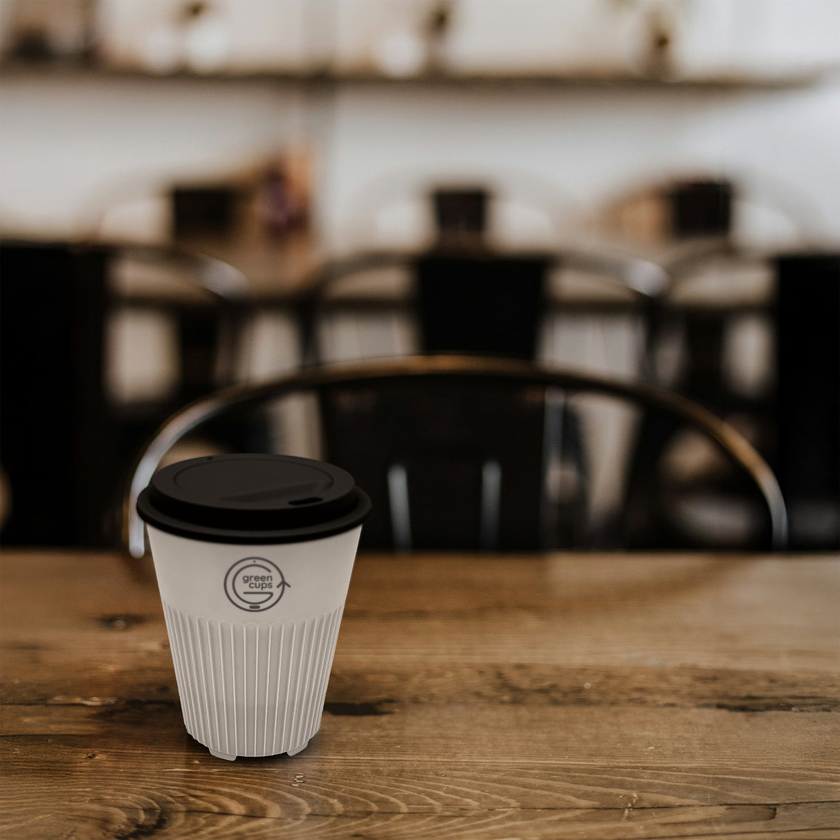 GREEN CUPS - REUSABLE COFFEE CUPS - 12OZ - WHITE