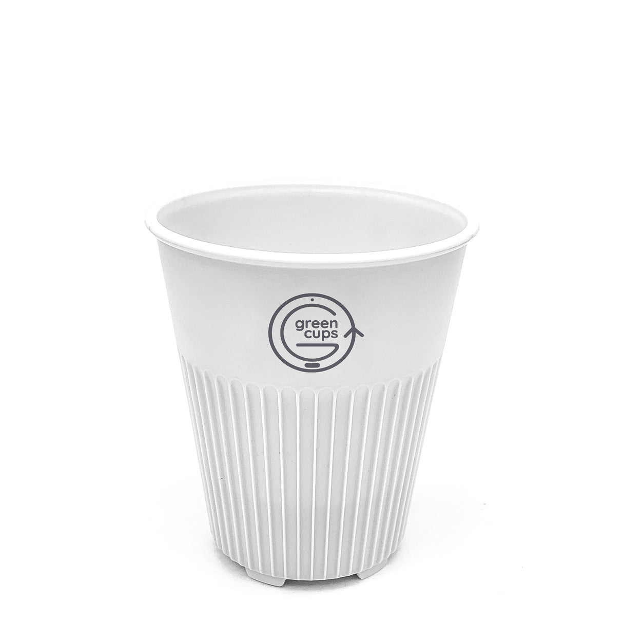 GREEN CUPS - REUSABLE COFFEE CUPS - 8OZ - WHITE