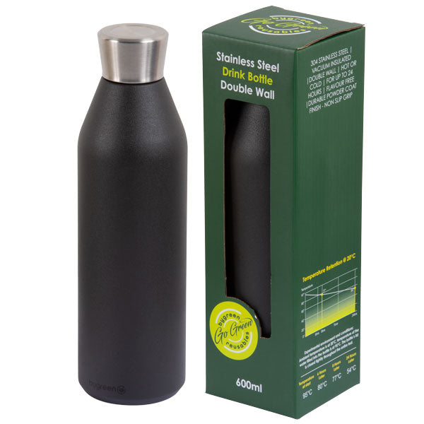 GO GREEN - REUSABLE DRINK BOTTLE - 600ML - SLATE