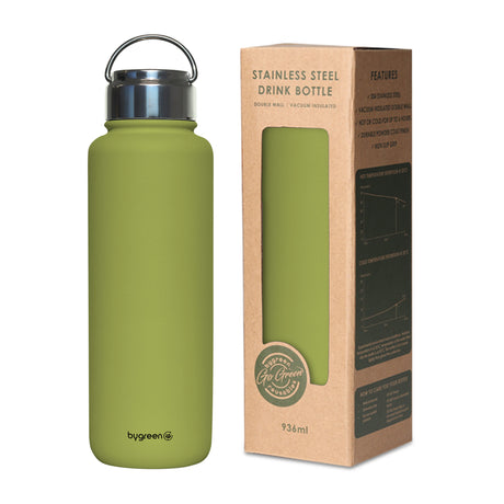 GO GREEN - REUSABLE DRINK BOTTLE - 936ML - OLIVE