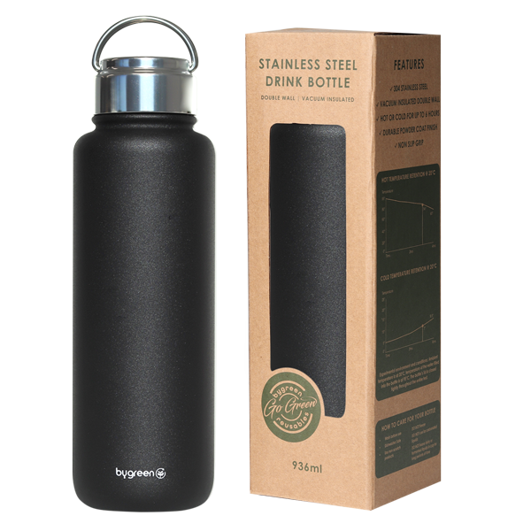 GO GREEN - REUSABLE DRINK BOTTLE - 936ML - SLATE