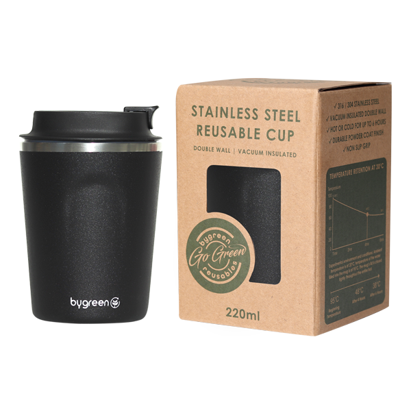 GO GREEN - REUSABLE COFFEE CUP - 220ML - SLATE