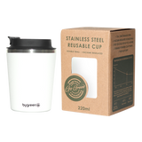 GO GREEN - REUSABLE COFFEE CUP - 220ML - WHITE