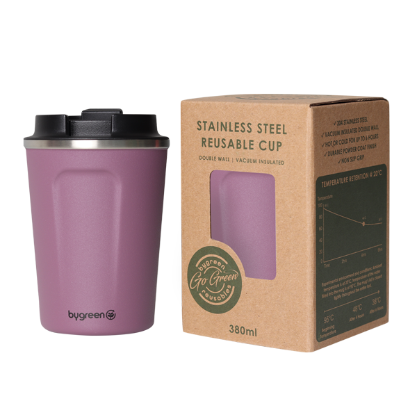 GO GREEN - REUSABLE COFFEE CUP - 380ML - BERRY