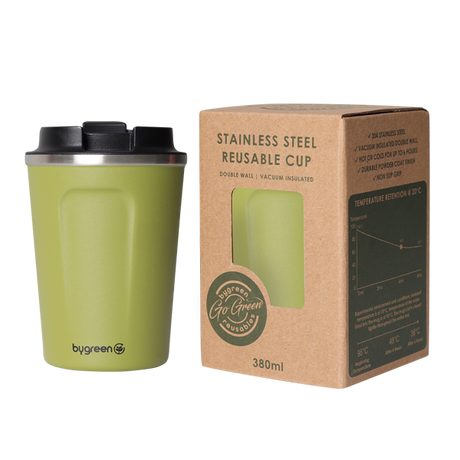 GO GREEN - REUSABLE COFFEE CUP - 380ML - OLIVE