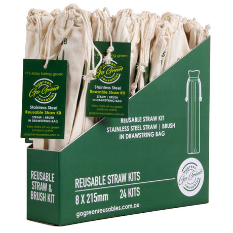 GO GREEN - REUSABLE STAINLESS STEEL STRAW KIT