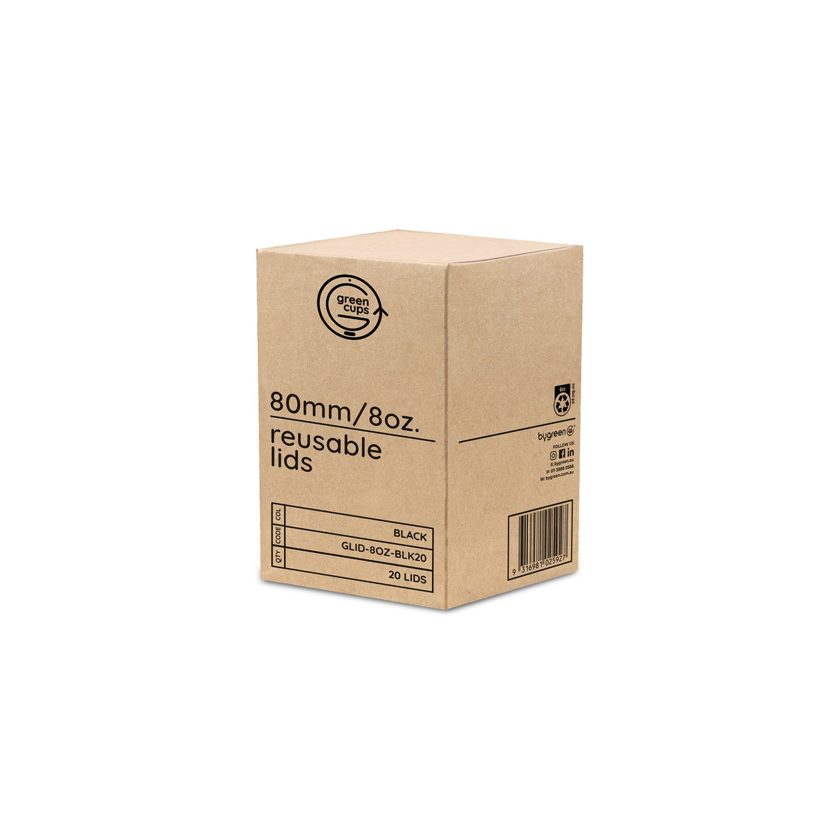 GREEN CUPS - REUSABLE COFFEE LIDS - SUIT 8OZ CUP - BLACK