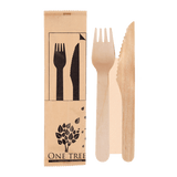 ONE TREE - PAPER WRAPPED CUTLERY SET - KNIFE, FORK NAPKIN